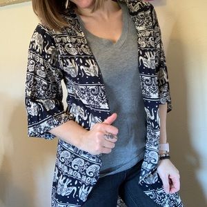 Adorable Elephant Print Kimono Cardigan